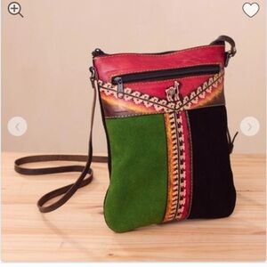 Novica Llama Multicolored Leather Crossbody Sling from Peru Cusco Traveler